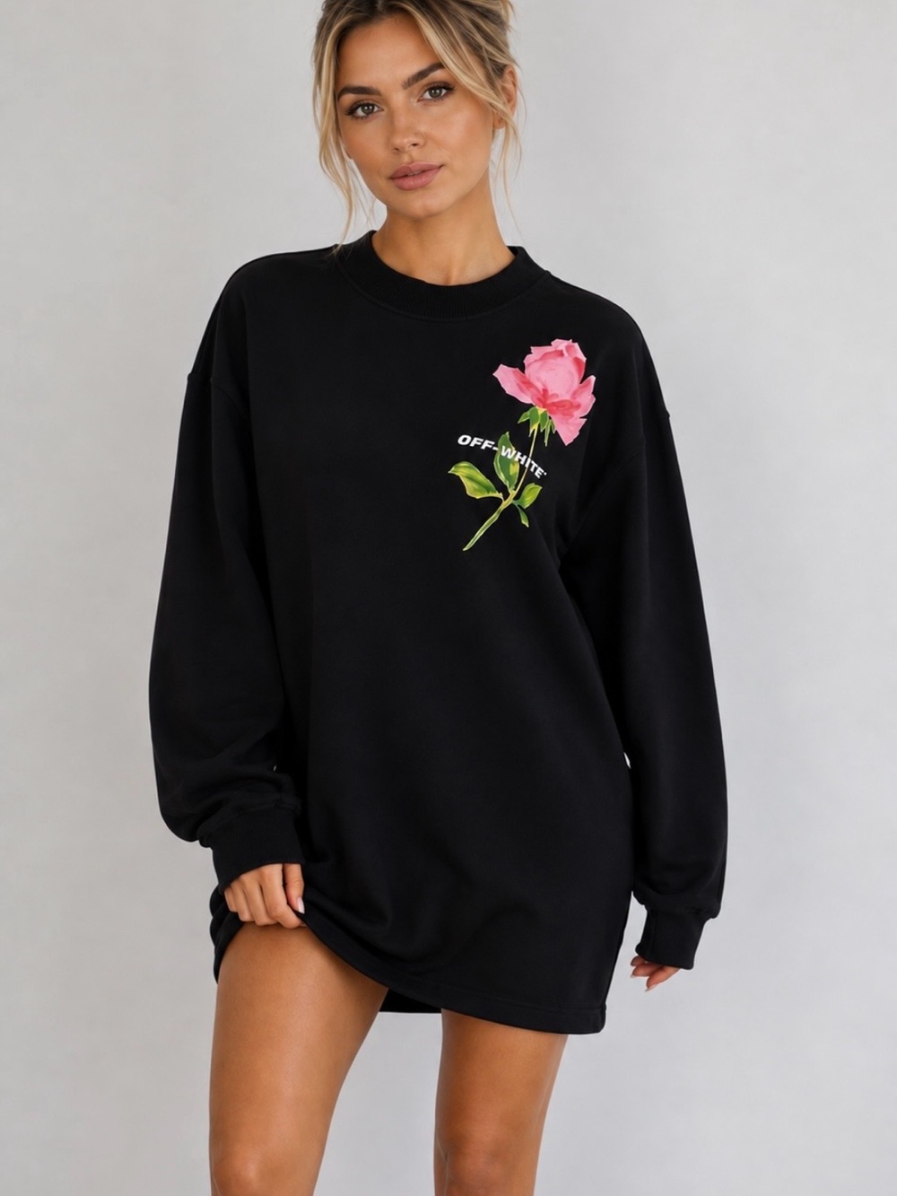 Off-White Black Oversized Floral Print Cotton Sweatshirt – WOMAN Graphic size S